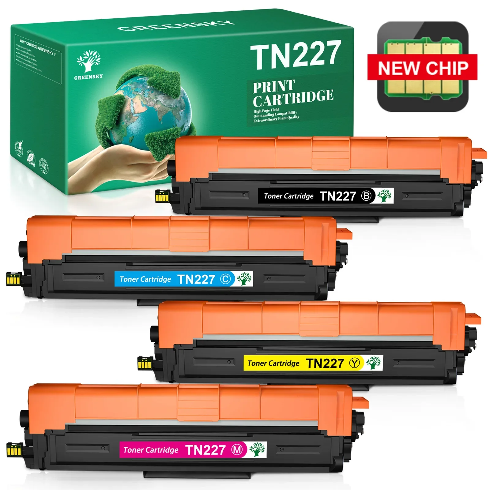 4 Pack Toner compatible with Brother TN227 223 HL-L3210CW L3230CDWHL-L3270CDW