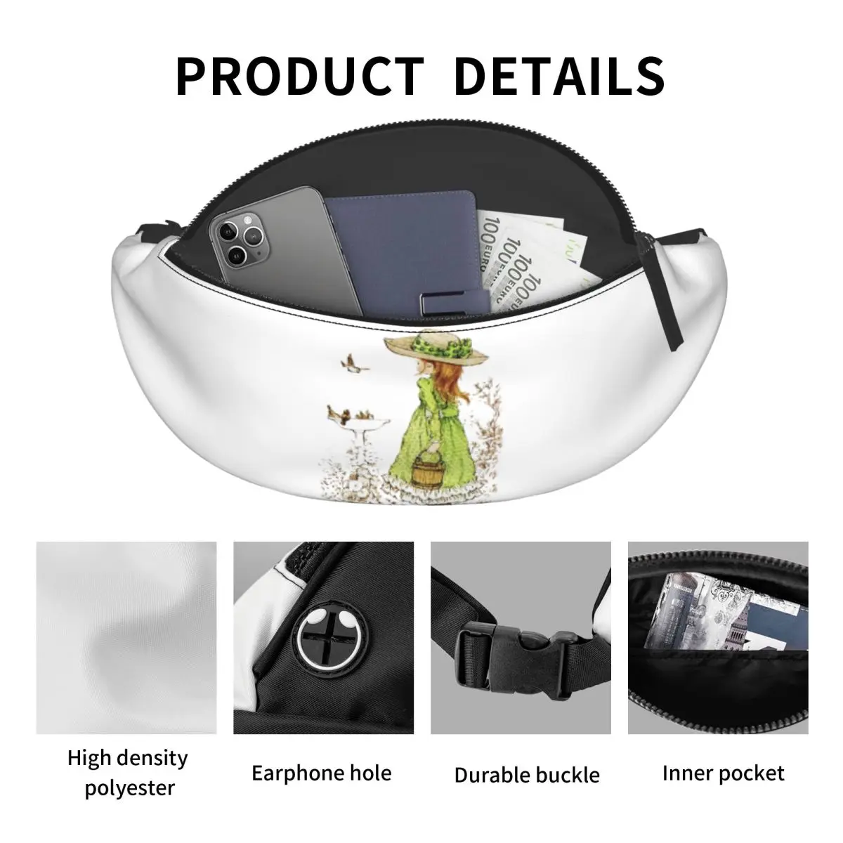 Sarah Kay Girl Fanny Pack Men Women Crossbody Adjustable Waist Bag Travel Running Phone Pouch