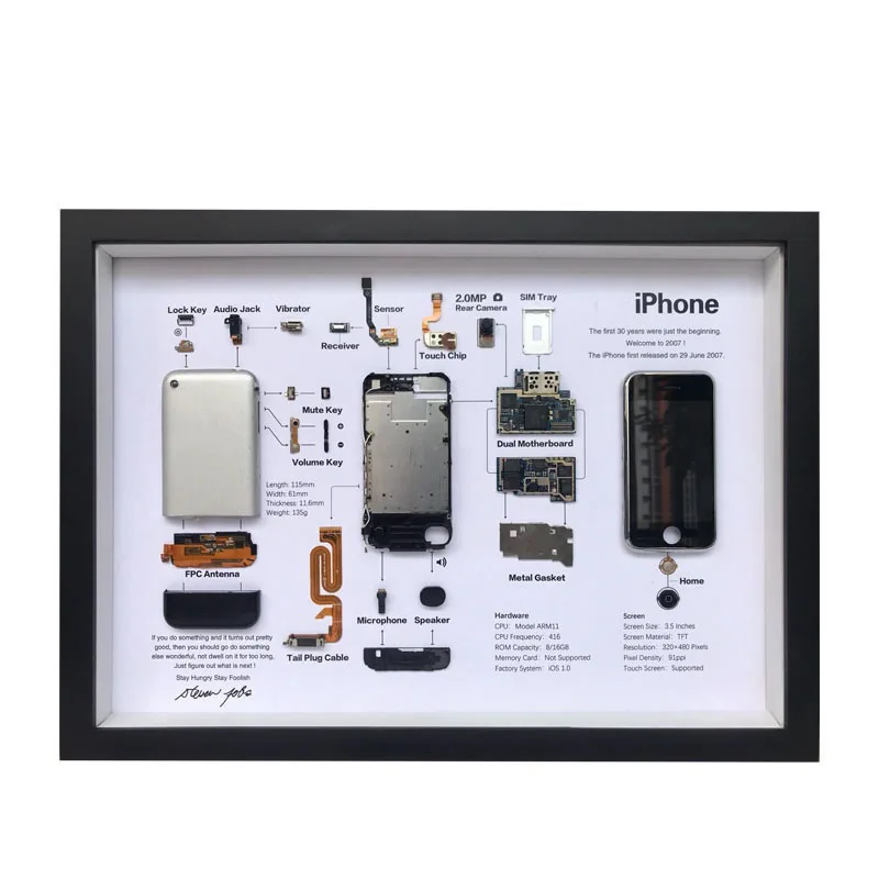 Old mobile phone art framing Christmas gift holiday gift collection parts display old mobile phone disassembly framing