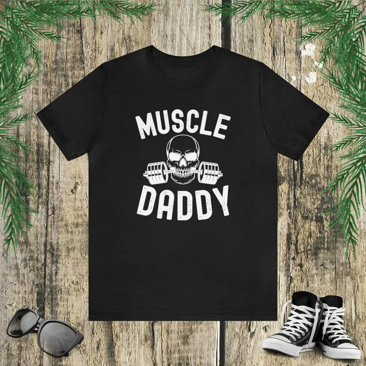 

Muscle Daddy tshirt Weightlifter skeleton barbell dad bodybuilder T-Shirt