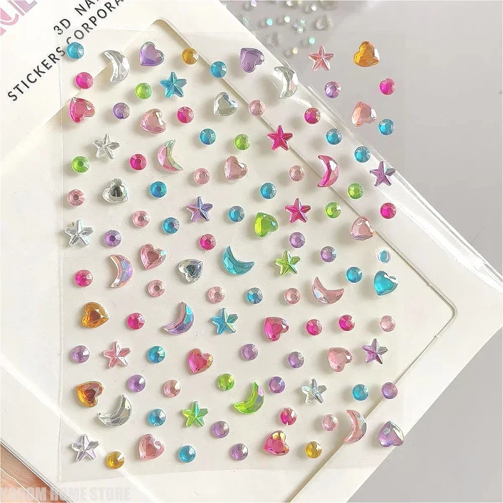 2026@@@@@3D Rhinestone Star Moon Heart Glitter Stickers Cute Kpop Journaling Deco Stickers Aesthetic for Kids Kawaii Stationery