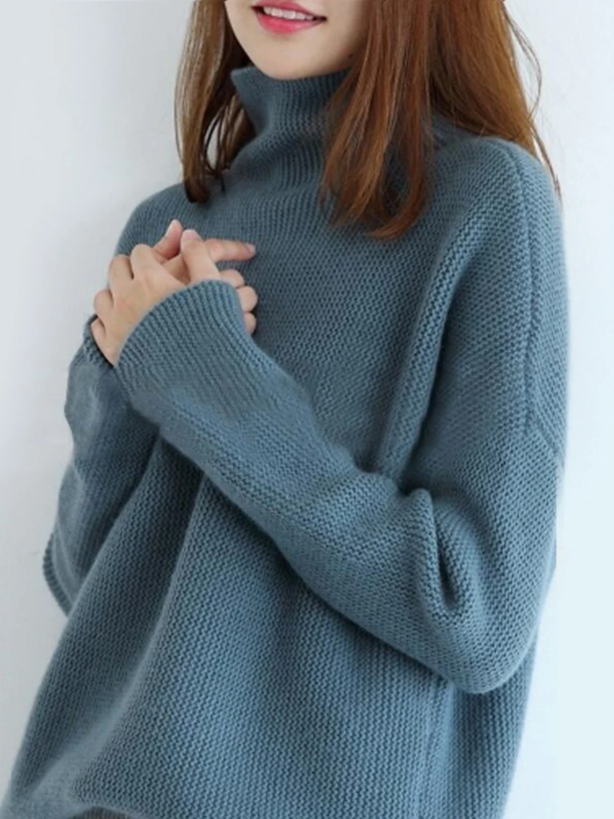 

Осенне-зимний новый свободный женский свитер с высоким воротником, длинный толстый кашемировый свитер, пуловер, нижний свитер Джокер.