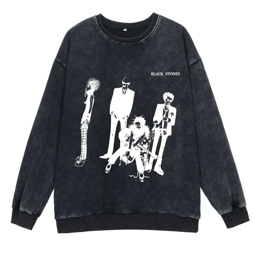 Anime Nana Osaki Round Neck Washed Pullover Casual 100% Cotton Men Women Hip Hop Harajuku Streetwear Vintage Sweatshirt