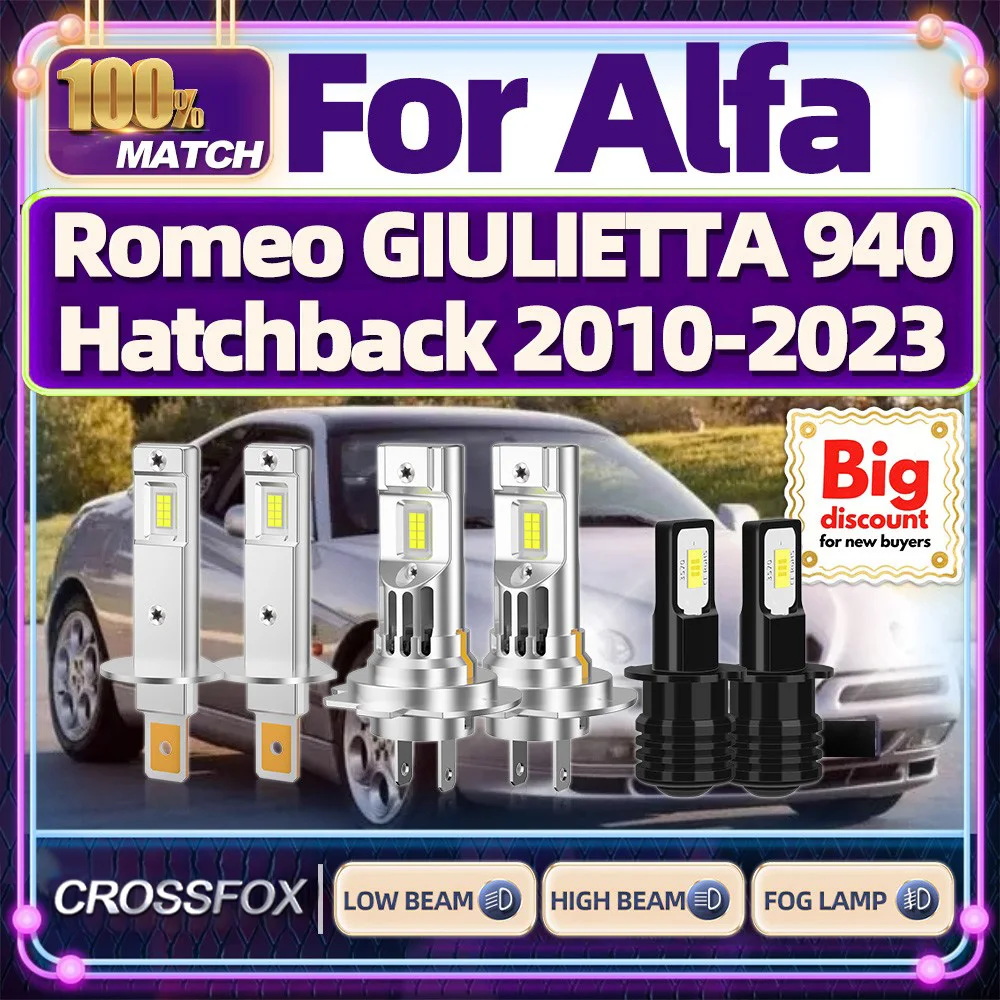 

CROSSFOX【For Alfa Romeo GIULIETTA 940 Hatchback 2010-2023】Turbo Canbus Car LED Headlight Bulbs Ultra Bright Headlamp Fog Lamp