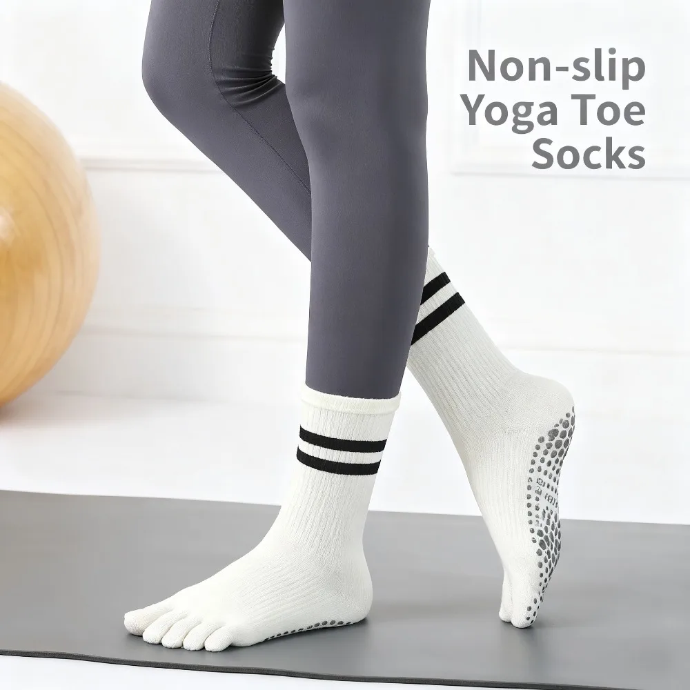 

Осенне-зимние гольфы для йоги в двойную полоску, женские нескользящие носки, формирующие ноги для тренировок и бега