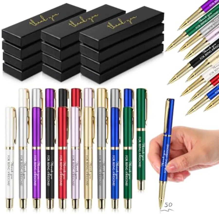 

50 Pack Pens Bulk Employee Gifts with Gift Box Inspirational Ballpoint Pens for Coworker Teacher Staff Nurse Recognition Office