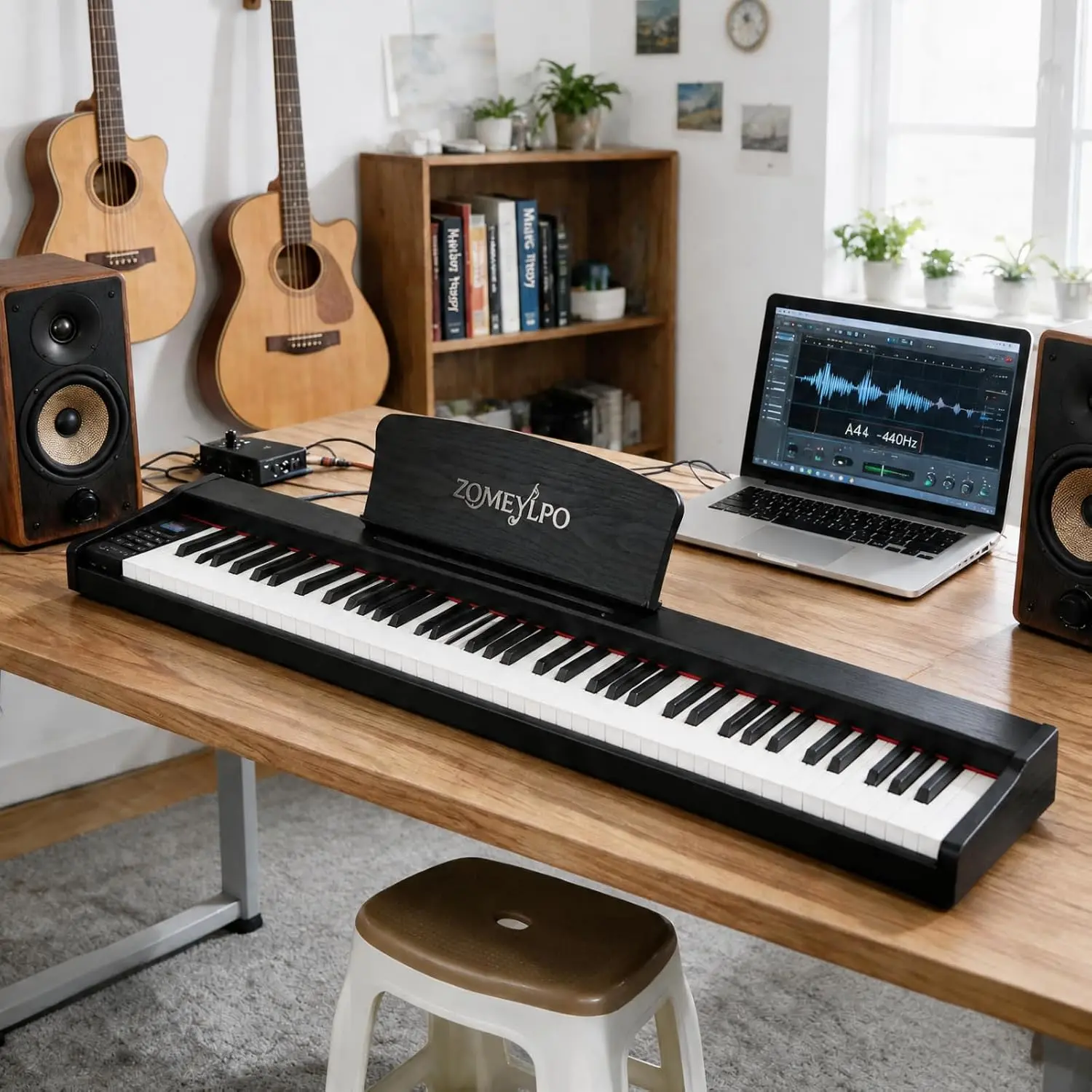 88Key Portable Digital Piano Semi Weighted Built in Dual Speakers w Sustain Pedal, 128 Tones 88 Demo Song, High Touch Sensitive