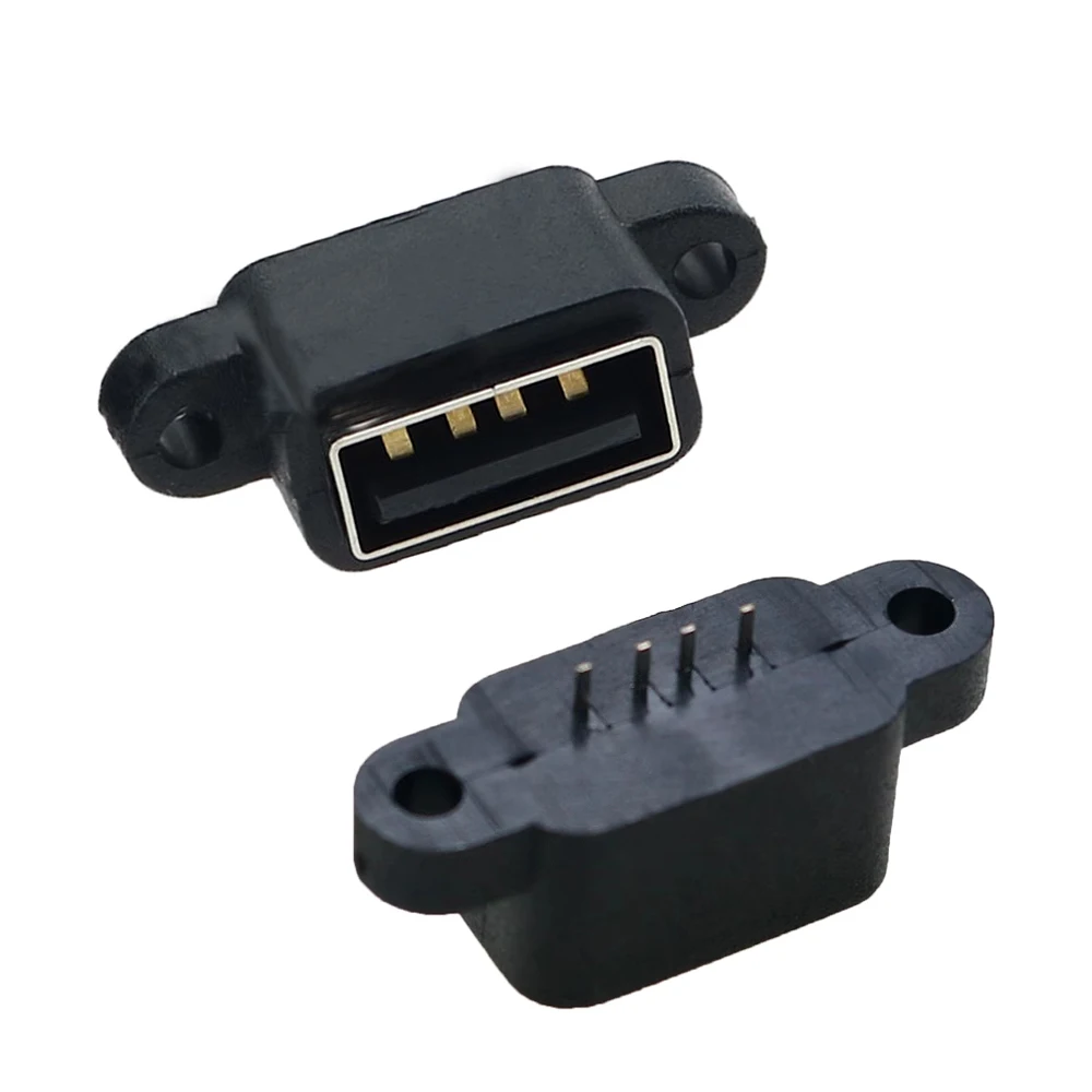 5Pcs Waterproof USB 2.0 Charging Data Tail Plug-in 4 Pin USB Interface Port USB2.0 Connector Plug Jack Socket PCB Dock