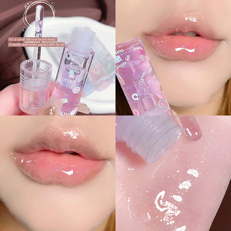 New 1/3Pcs Transparent Glitter Lip Gloss Set Clear Water Light Lip Glaze Moisturizer Changing Lip Oil Jelly Mirror Lipsticks