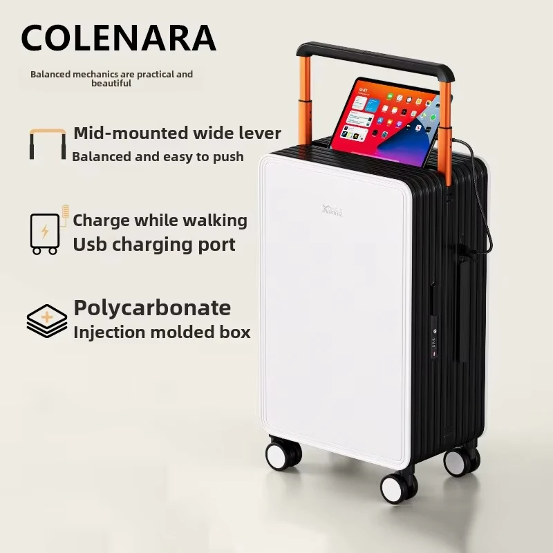 

COLENARA USB Charging Luggage 20 Inches Boarding Box 24 "26" PC Trolley Case Multi-function Password Case Cabin Suitcase