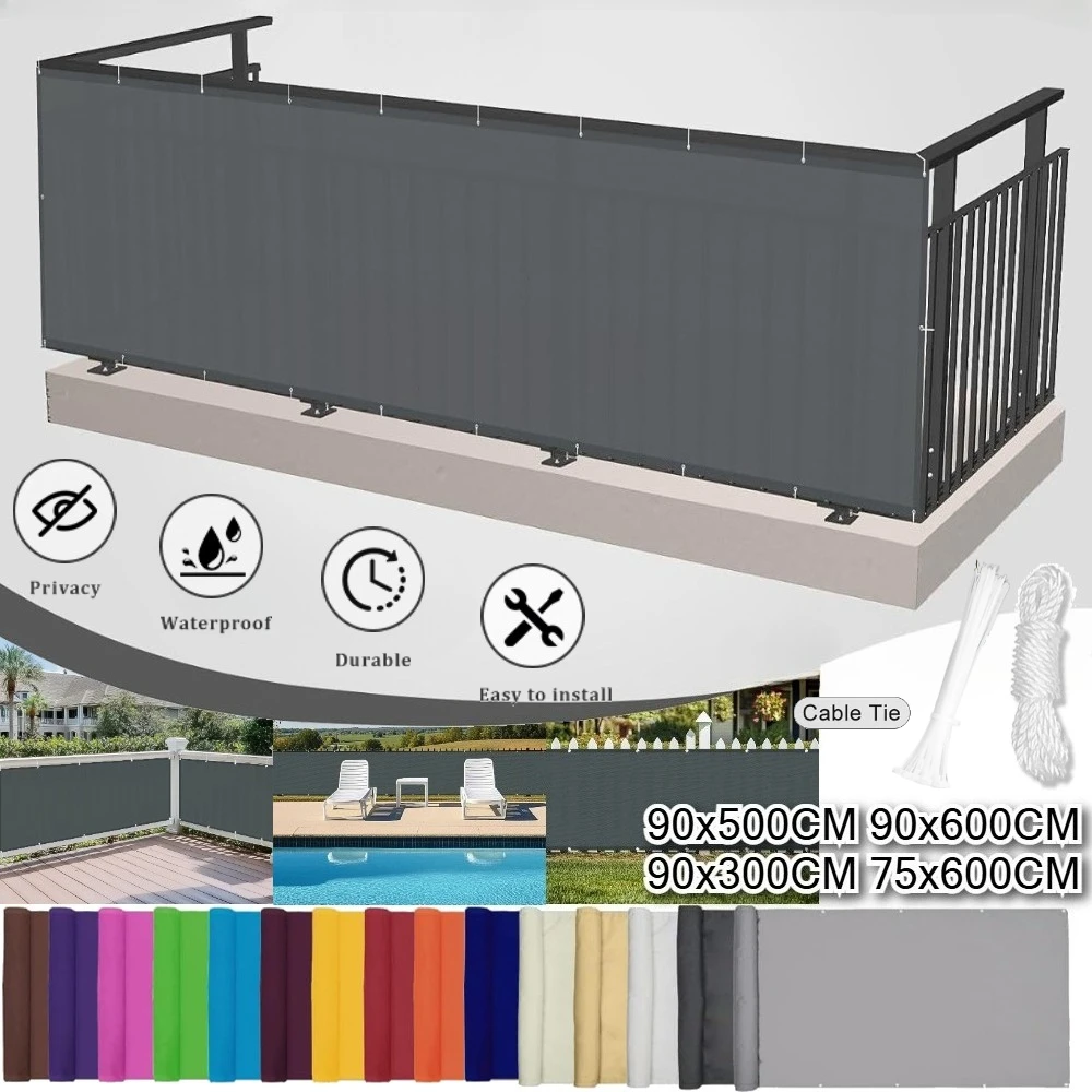 Balcony Privacy Screen Patio Fence Screen for Balcony Cover Waterproof Garden Sunshade Cloth with Grommets UV Protection Shelter