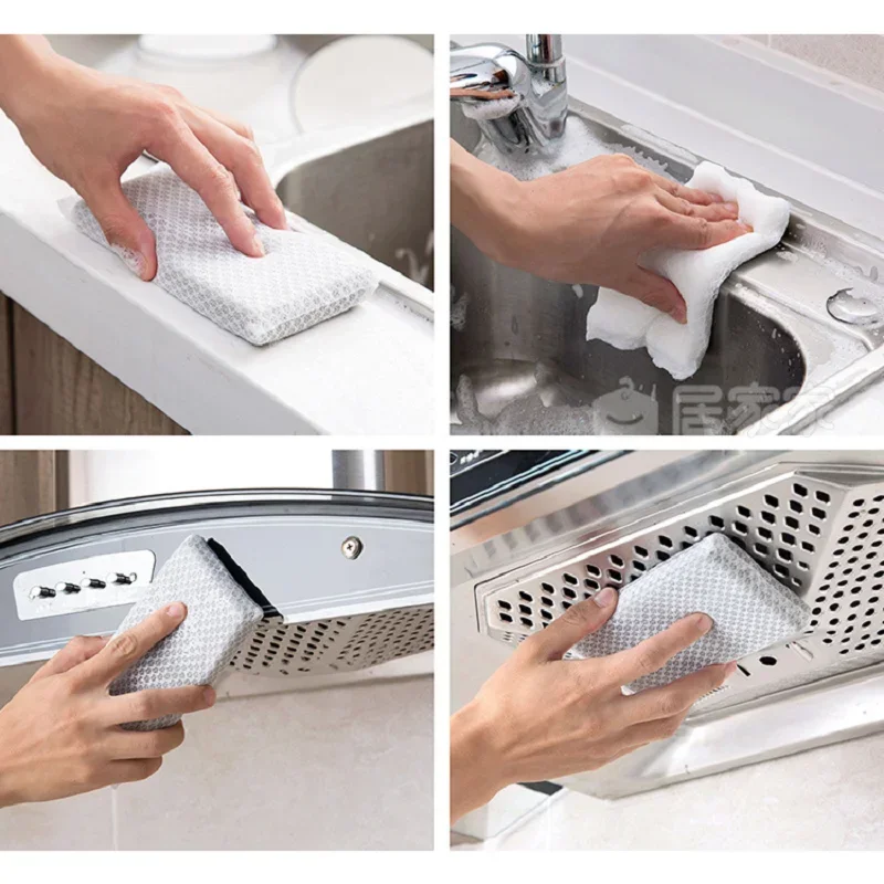 20pcs Sponge Eraser Dishwashing Reusable Clean Rub Pot Rust Focal Stains Kitchen Bathroom Office Cleaning Tools Multifunctional