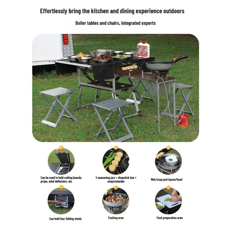 Outdoor Mobile Kitchen Portable Self-driving Tour Camping BBQ Cooking Supplies Bed Car Equipment Cooking Box