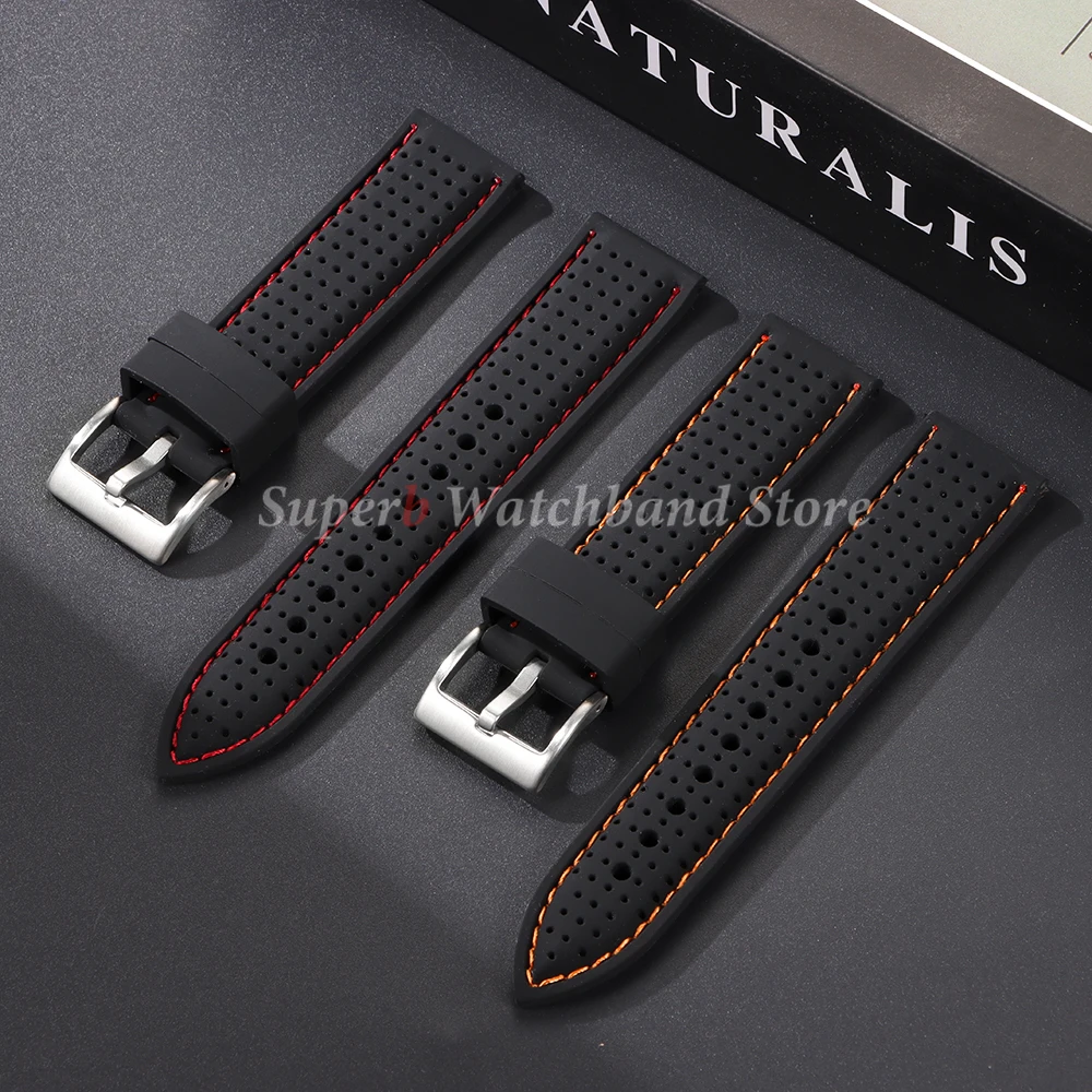 Correa de reloj de silicona suave, correa de goma impermeable de 20mm, 22mm y 24mm para Seiko, repuesto de correa de reloj transpirable para reloj Universal