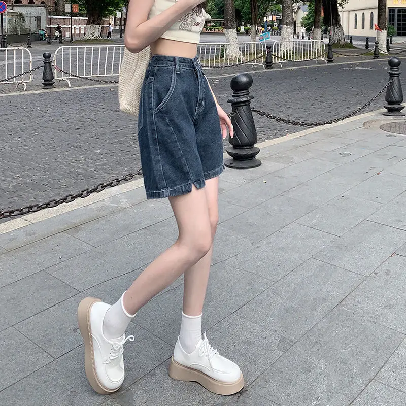 

High Waist Women's Jeans Female Fashion Street Ripped Denim Shorts Loose Blue Denim Shorts Ladies Summer Loose Shorts Pants G51