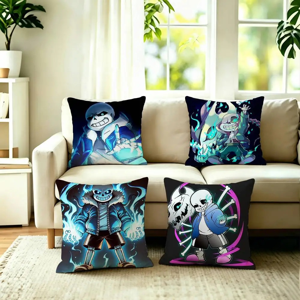 Hot Game Undertale-Sans Pillow Case Square Double-Sided Sofa Cushion Cover Bedroom Bedside Pillow