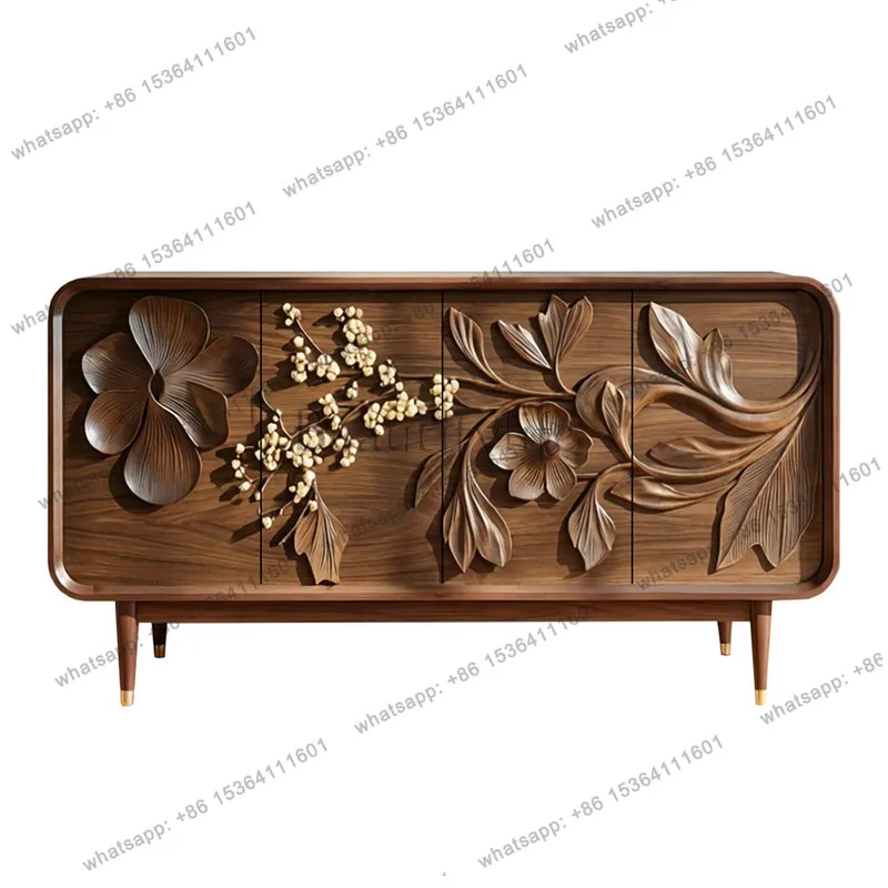 Nordic Luxury Retro entrance American dining side living room carved decorative cabinet bedroom locker Furniture and Home