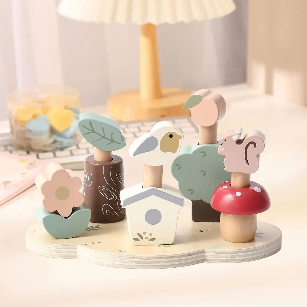 Wooden Forest Animal Jumping Toys Interactive Animal Jigsaw Toddlers Stacking Blocks Toy DIY Portable Montessori Educational Toy