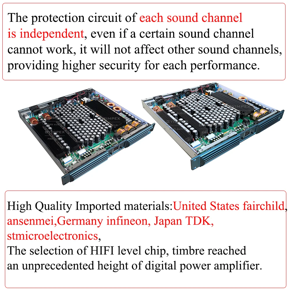 PFC228 amps 2 Channel 9800 Watts Class D 1u Power Amplifier Audio Subwoofer Power Amplifier