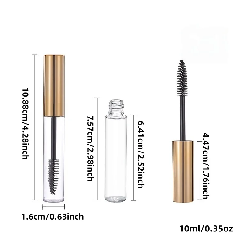 【ロゴカスタム】50個 カスタマイズ可能 10ml 電気メッキ リップカラーチューブ 丸型 アイブラック 空ボトル 少量カスタム工場