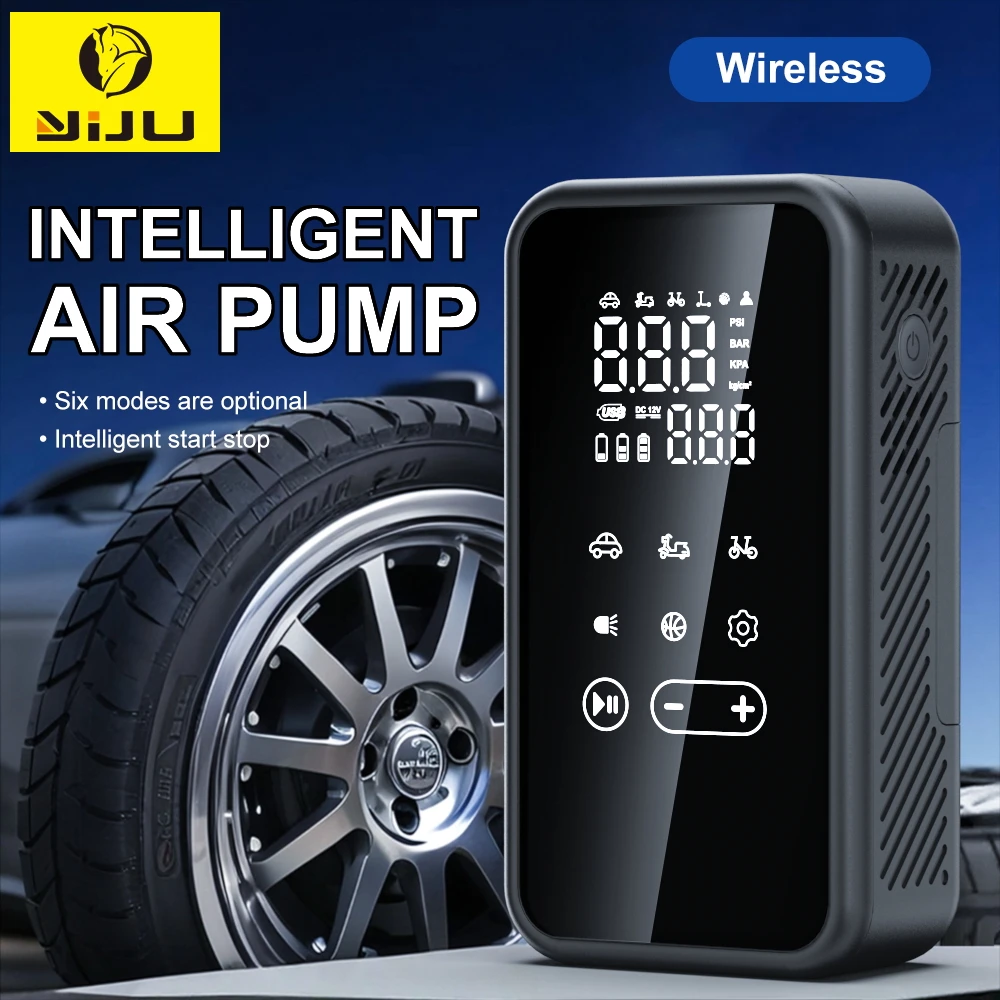 

Беспроводной автомобильный воздушный насос, портативный воздушный компрессор, электрический накачиватель шин с ЖК-цифровым дисплеем для автомобилей, мотоциклов, велосипедного мяча