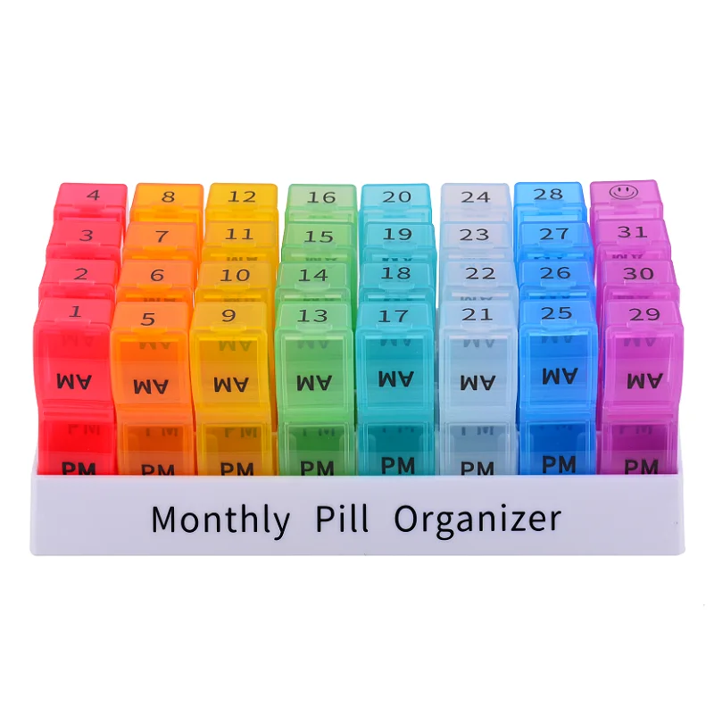 

30 Days Monthly Pill Case Holder Medicine Storage Organizer Drug Container Box BPA Free Pill box Easy Open