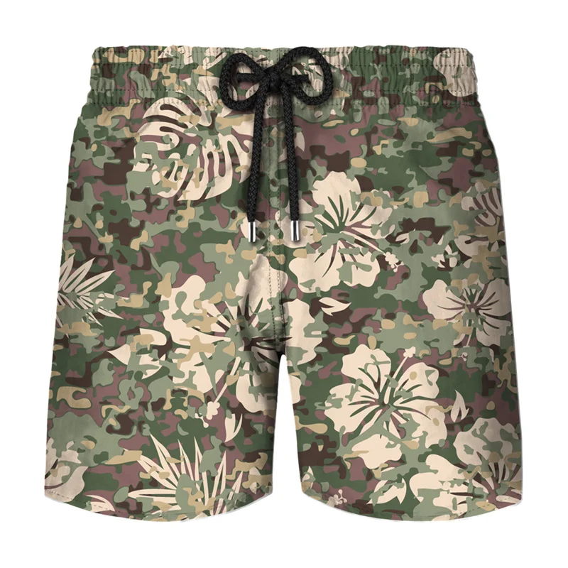 America Leaf Forest Camouflage Board Shorts Men Clothing 3D Print Hawaii Beach Shorts Blue Sea Camo Shorts Pants Cool Ice Shorts