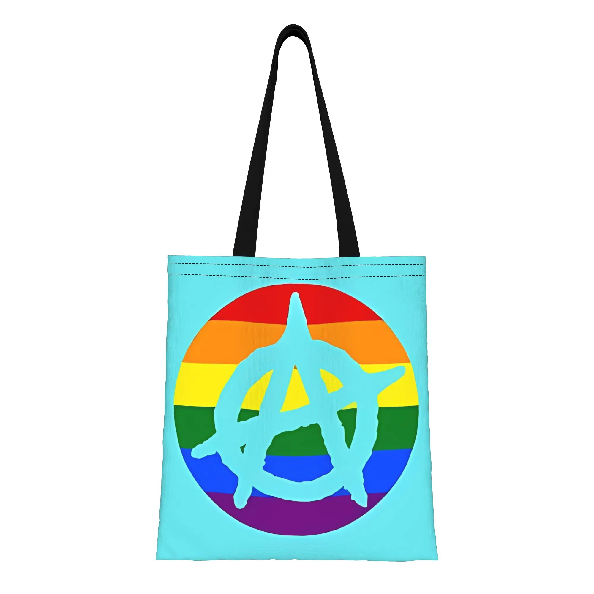 

Сумка-тоут из холщовой ткани Anarchy Rainbow Anarchy с вырезами, идеально подходит для покупок, путешествий, активного отдыха, прочная сумка через плечо