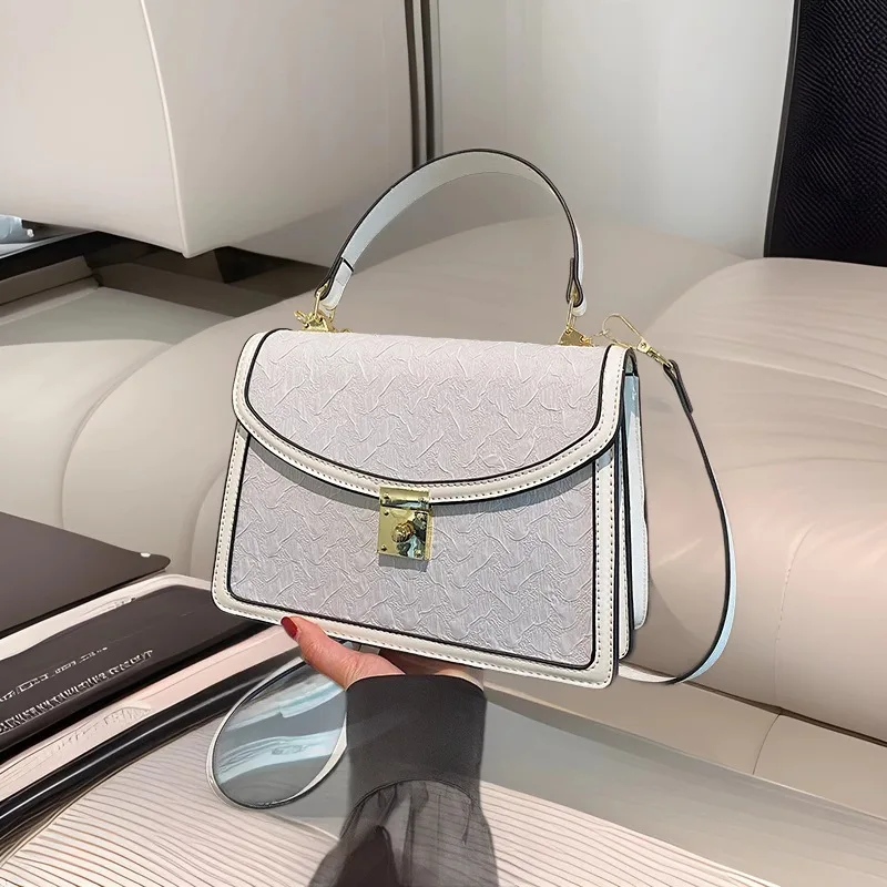 

2025 Spring Summer Crossbody Bag, Women's Luxe Square Shoulder Bag, Chic Top Handle Purse, Minimalist Day to Night Tote Textured