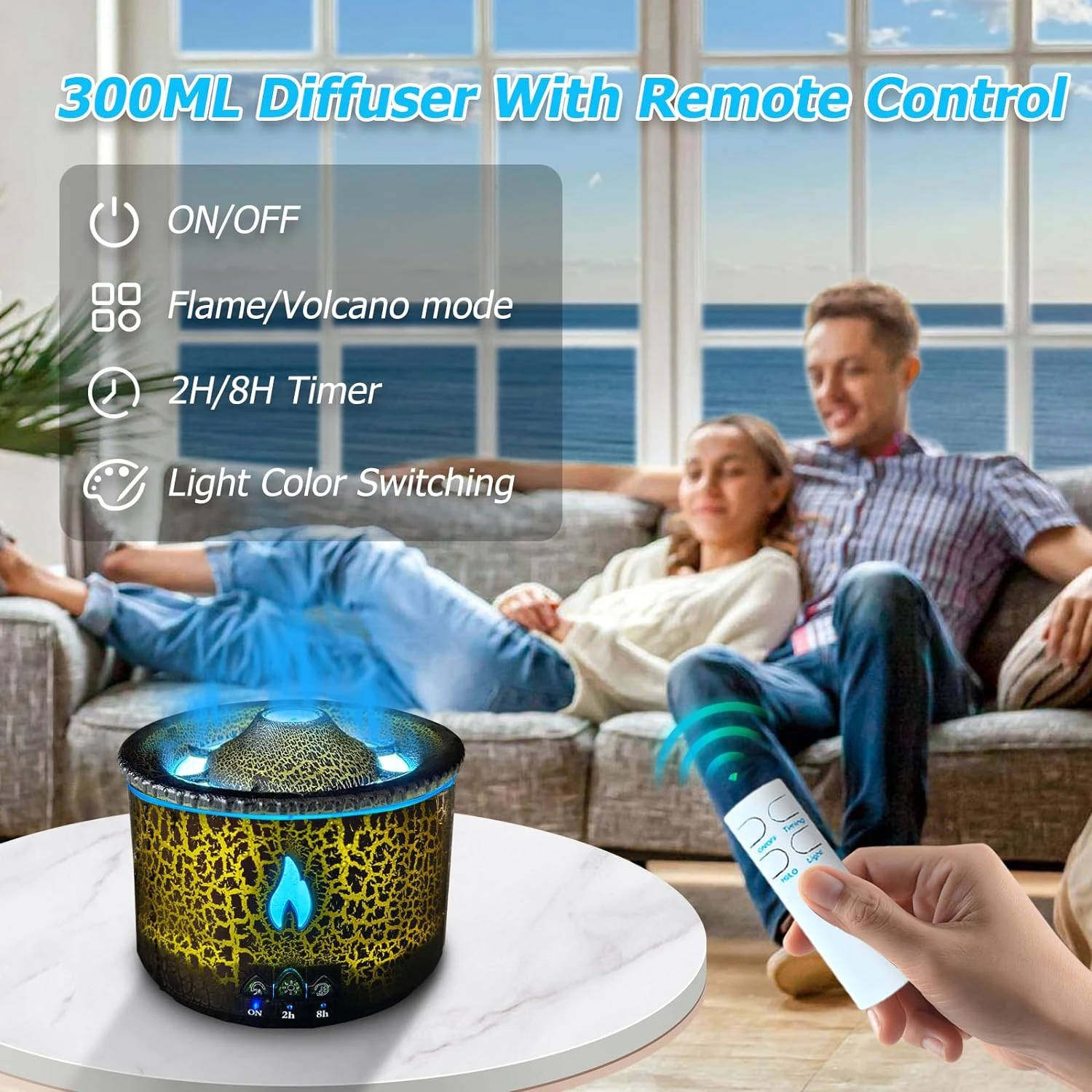 Transform your living space with the sophisticated and modern Volcano aromatherapy diffuser. Immerse yourself in its tranquil an