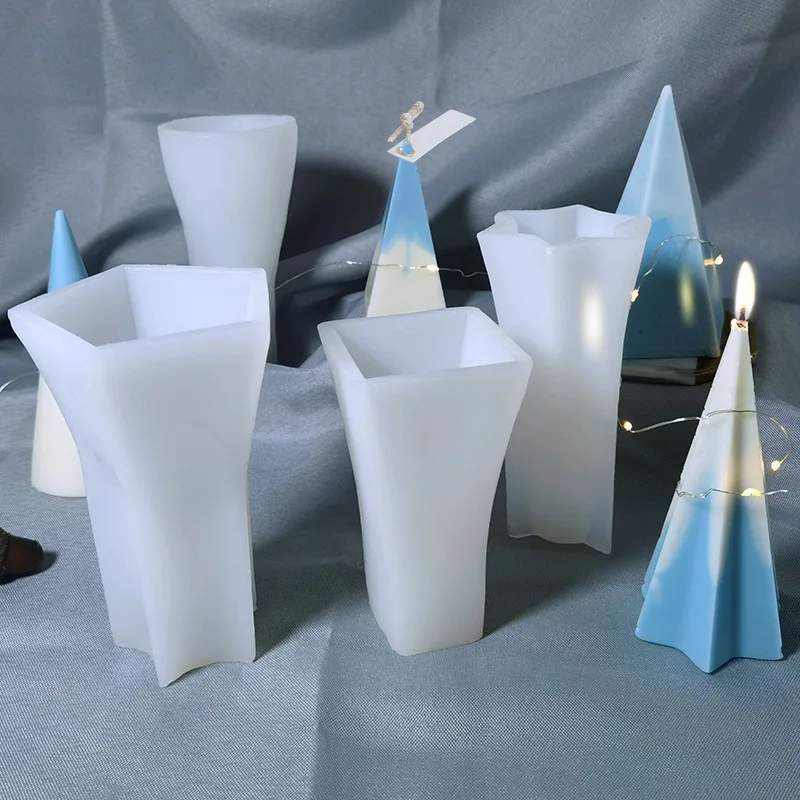 New Hexagonal Round Cone Pyramid Aromatherapy Candle Silicone Mold Candle Making Mould Set for Home Decoration