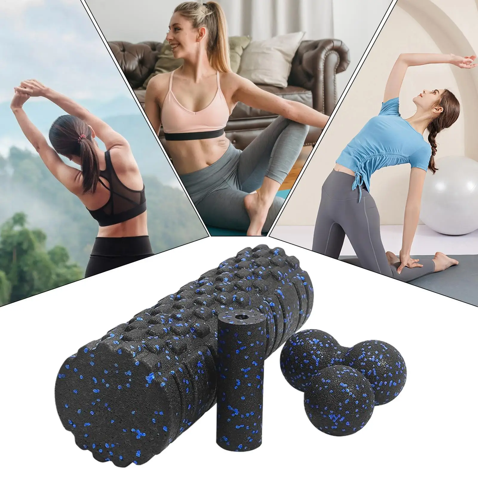 

Ролики из пенопласта для фитнеса, ног, растягивания шеи, 2 предмета, текстурированный массажер высокой плотности, блок для йоги на спине