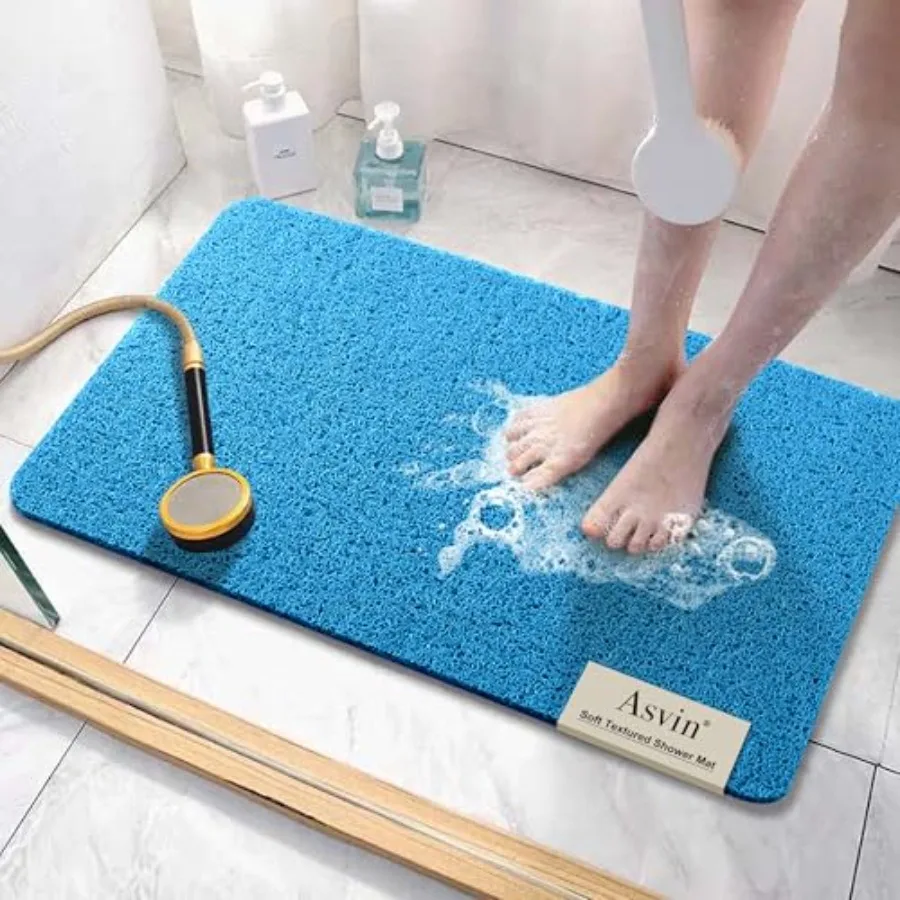 

Soft Textured Bath, Shower, Tub Mat, 24x16 Inch, Phthalate Free, Non Slip Comfort Bathtub Mats with Drain, PVC Loofah Bathroom