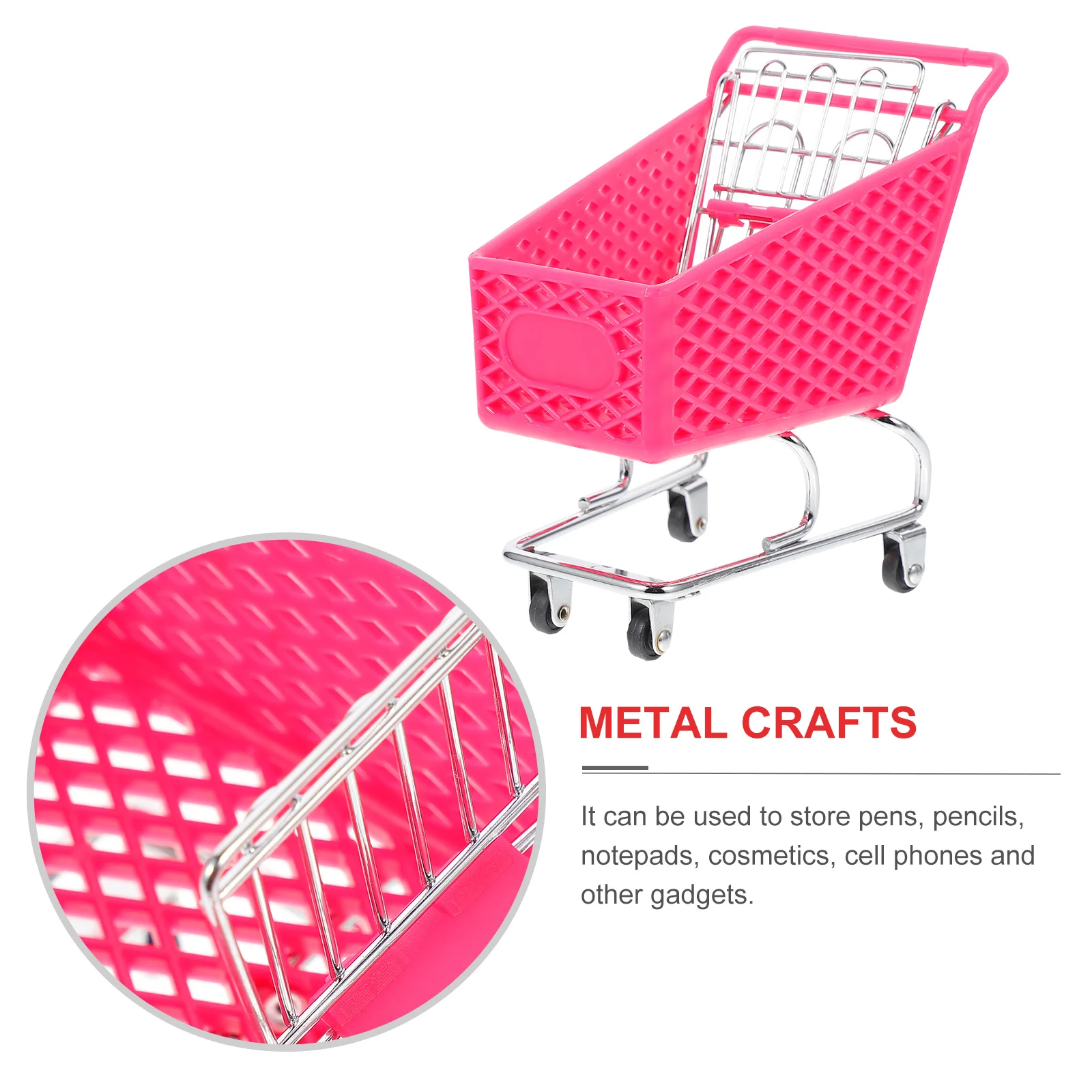 Mini cesta de almacenamiento para juegos de supermercado para niños pequeños, herramientas artesanales de comestibles de Metal, organizador de carrito de empuje, cesta de hierro
