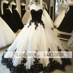 White Tulle and Black Applique Full Length Lace Up Back Evening Dress Formal Occasion Elagant Clohing Customized Made W13-15