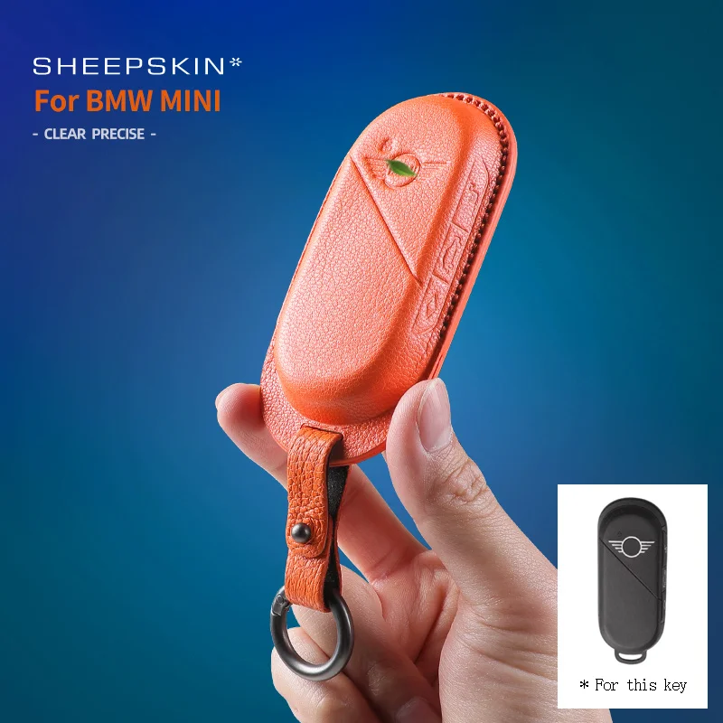 Goat Skin key case For car Cover Shell Fob For BMW MINI Cooper Countryman U25 J01 J05 F65 F66 2024 2025 Protection Keychain