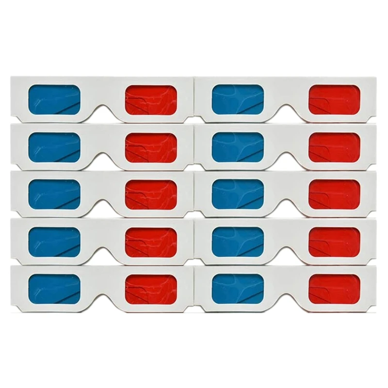 3D Glasses, 10 Pairs Red And Blue Paper Stereo Lenses For Movies Set Anaglyph Paper 3D Glasses