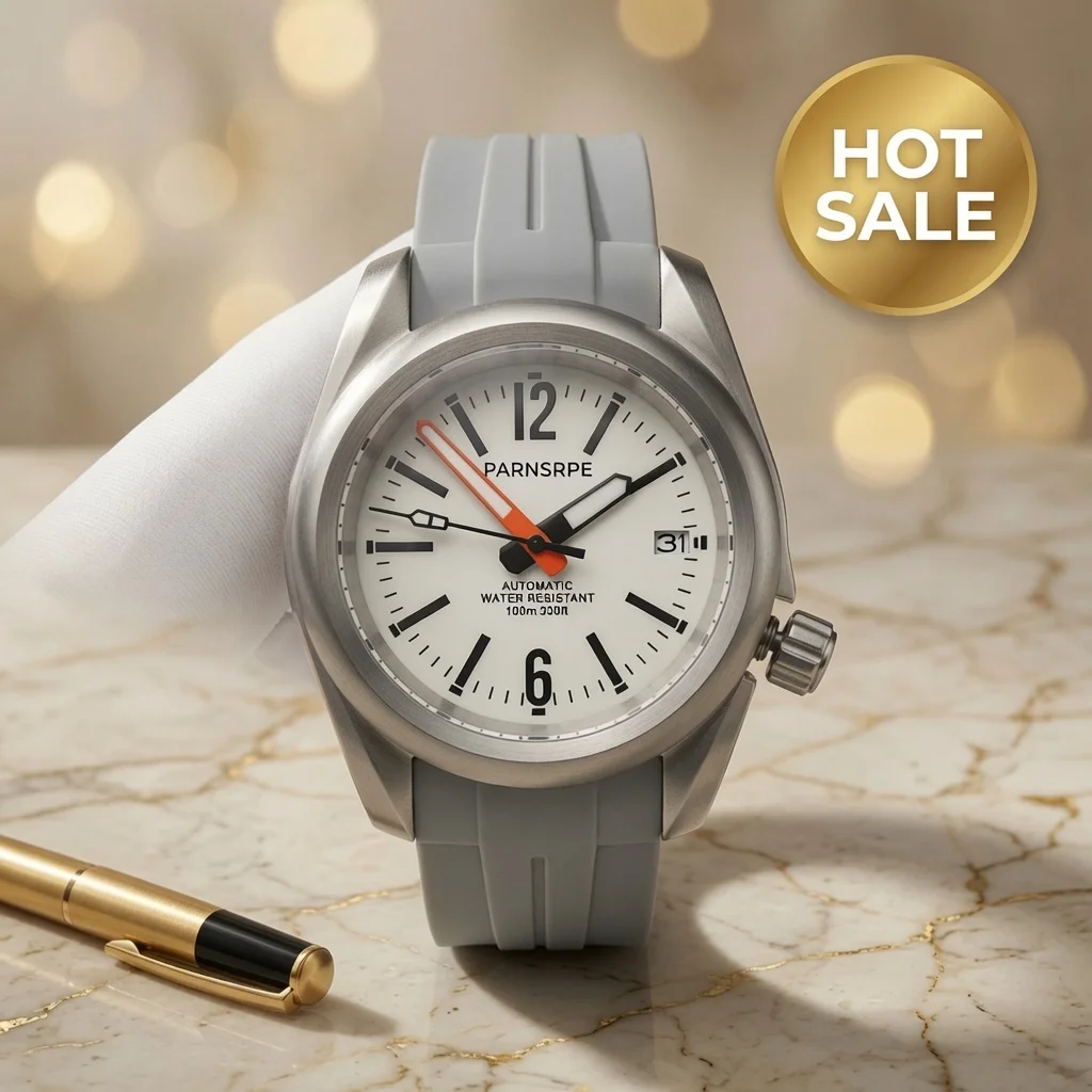 Automatic Mechanical C nh35 Watch for Men 100m Water Resistant Sapphire Crystal Date Display Big Arabic Numerals Luminous