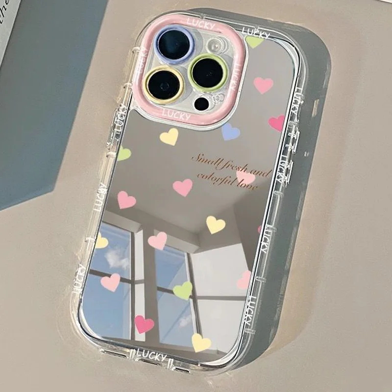 

Dopamine Colorful Love English Pattern Mirror Phone Case For iPhone 17 Air 16 15 14 13 12 11 Pro Max 16E XR XS 7 8 15 Plus Cover