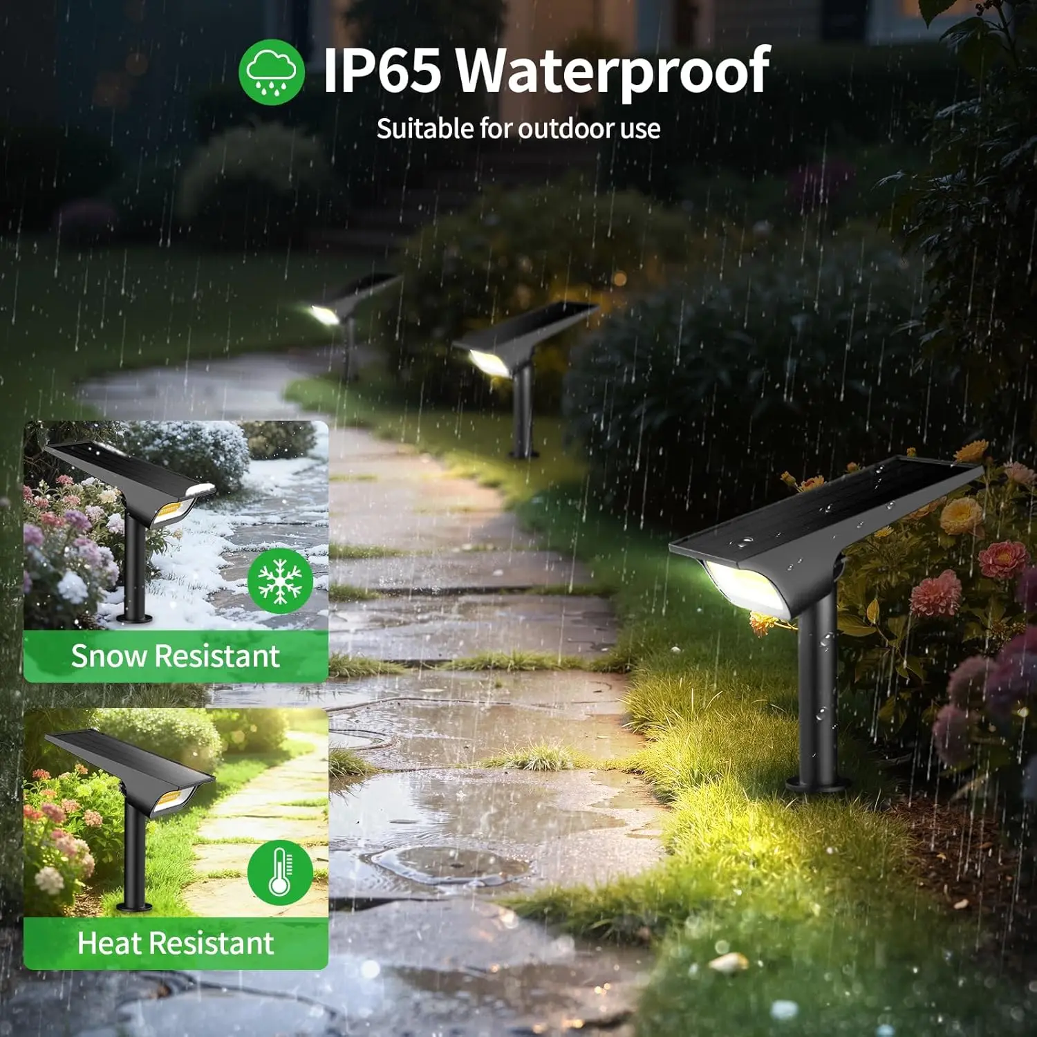 Intelamp Solar Spotlights 4000Mah 3 Color Modes Outdoor Solar Light Garden Lights for Landscape Pathway Yard Patio Garage Driveway Tree 4