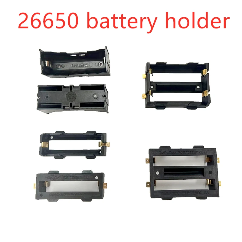 26650 uchwyt na baterię SMD na 26650 czarny z brązowymi kołkami pozłacany na 26650 3.7V akumulatory Hold Case Box