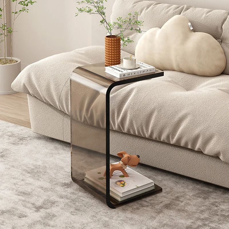 Mesa de centro moderna em acrílico, cinza, nórdico, pequeno, economizador de espaço, sala de estar, designer, móveis para casa