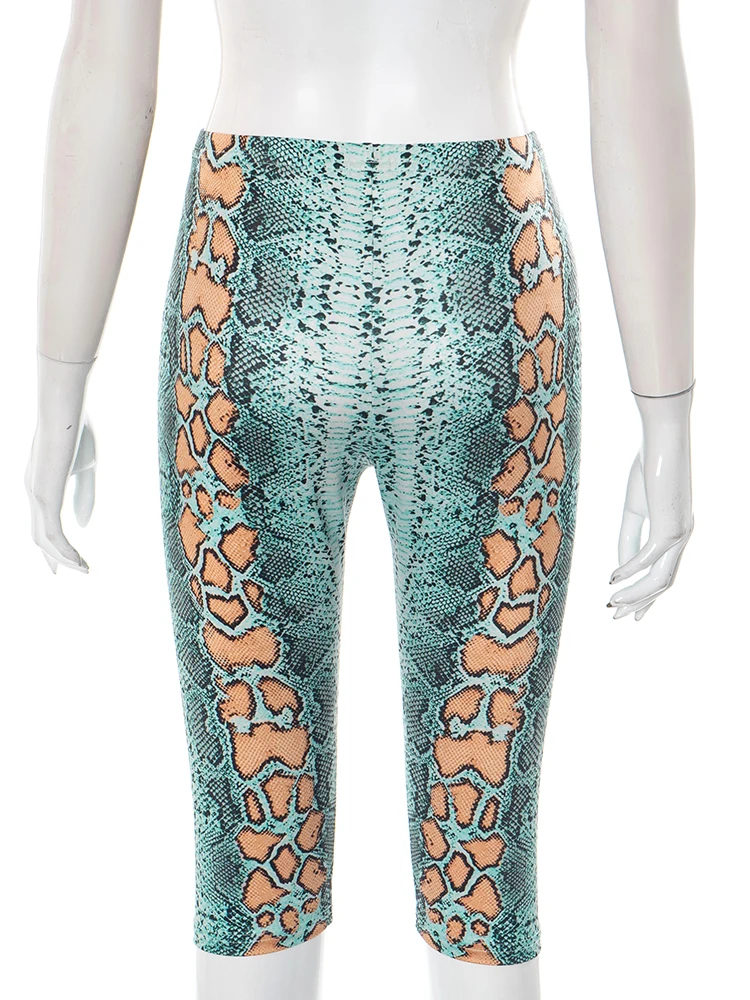 แปลก Puss Serpentine Patchwork กางเกงขาสั้นผู้หญิงฤดูร้อน Elastic เอวผอมพีชก้น Street แฟชั่นสไตล์กางเกง