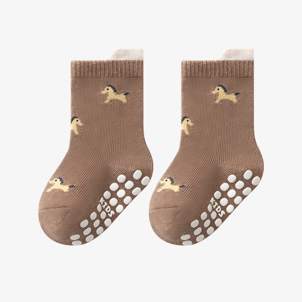 5 Paar Rutschfeste Babysocken mit Cartoon-Tiermuster, Kindersocken zum Laufen, Trampolinsocken, Bodensocken – Detail 9