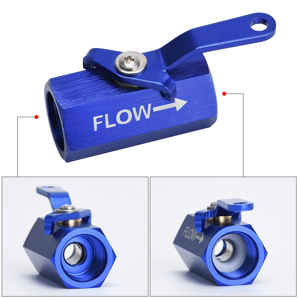 AN6 6AN Aluminum Inline Fuel Filter Shut Off Valve Cut Off w/ Cable Lever Black 1Pcs PQY-FSV06