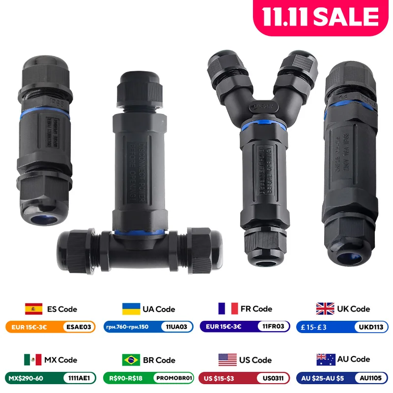 

IP68 Waterproof Connector Outdoor T/Y/I Type Lighting Sealed Connector Wire Cable Quick Terminal Blocks 2/3/4/5P