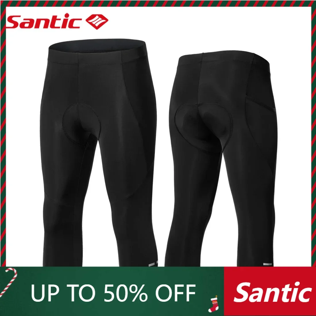 Santic Men Summer Cycling Pants Mountain Bike Cycle Jersey Cropped Pants Shorts Reflective Tight WM1C05131H