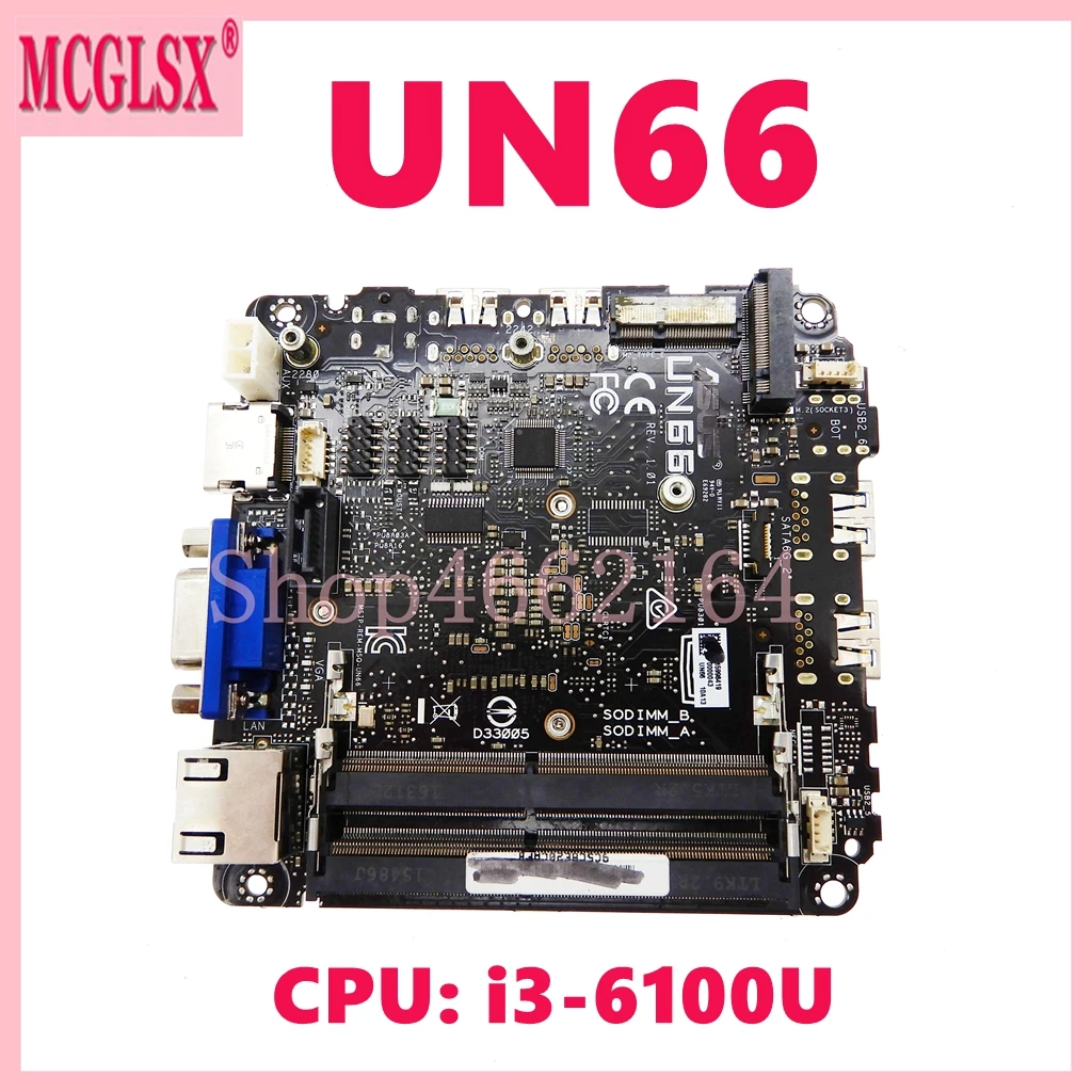 UN66 With i3-6100U CPU Mainboard For ASUS Vivo Mini PC UN66 Mini HD Computer Motherboard 100% Tested OK