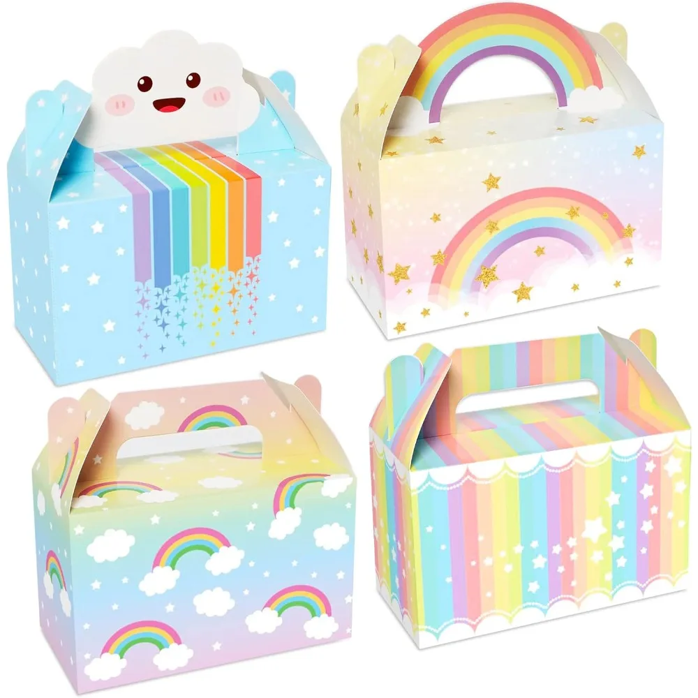 

12 Pack Rainbow Gift Boxes Party Favors Cloud Pastel Birthday Goodie Treat Candy Boxes Pastel Rainbow Theme Party Favor Colorful
