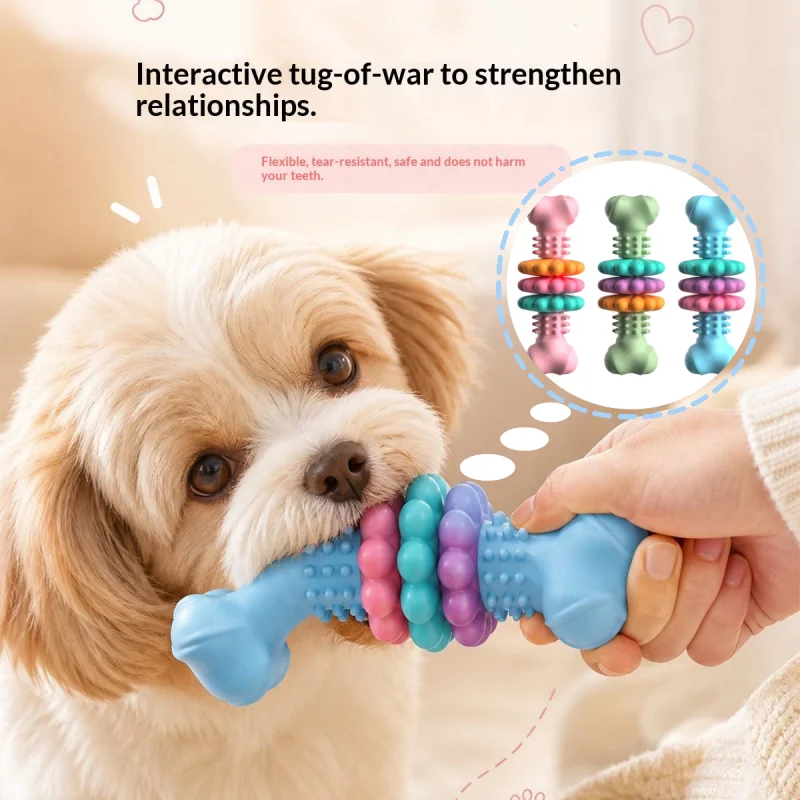 Dog Teething Toy Chew Stick Bite Resistant Fun Leak Proof Food Toy Pet Teether Cleaner Stick Oral Cleaning